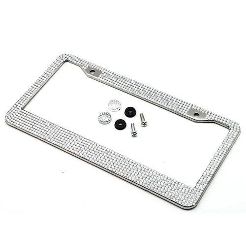 Load image into Gallery viewer, 2PCS Bling License Plate Frame Glitter Crystal Sparkling Rhinestone Diamond Caps
