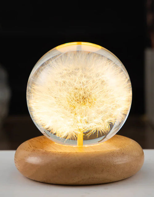 Load image into Gallery viewer, LED Flower Crystal Ball Night Light with Wooden Base
