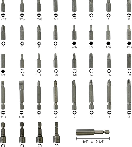 37 Piece Impact Screwdriver Bit Set Nut Driver Torx Phillips Tool Magnetic Drill