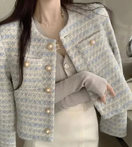 Design Sense Pearl Buckle Coat Women's Fashion