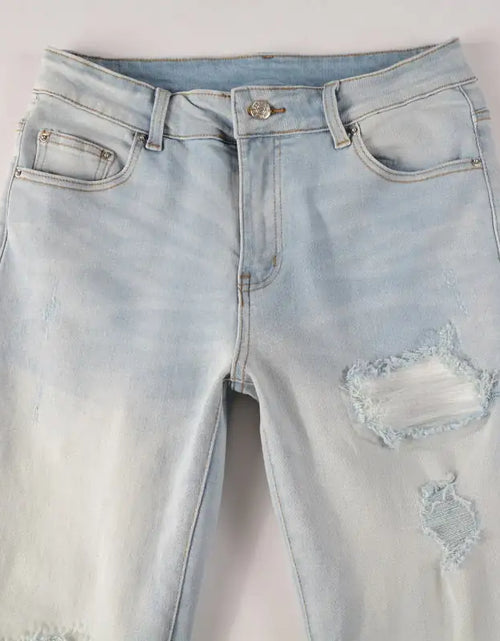 Load image into Gallery viewer, Retro Washed Stretch Skinny Fit Ripped Jeans
