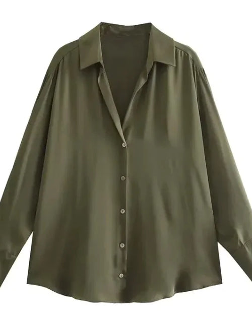 Load image into Gallery viewer, Silk Satin Long-sleeved Shirt
