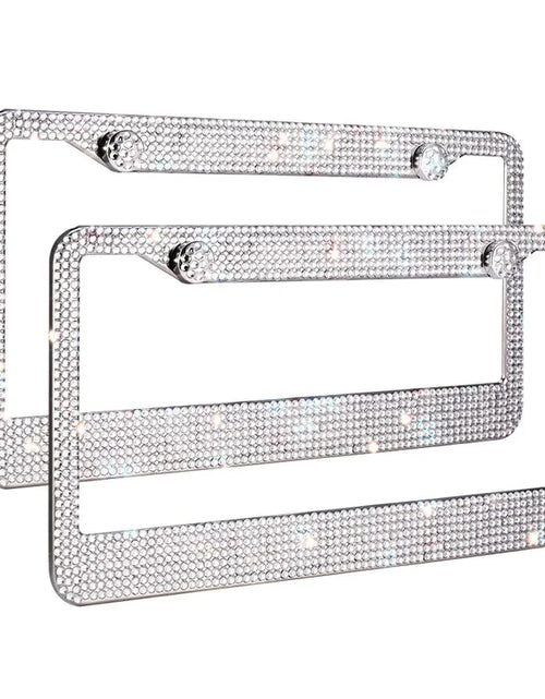 Load image into Gallery viewer, 2PCS Bling License Plate Frame Glitter Crystal Sparkling Rhinestone Diamond Caps
