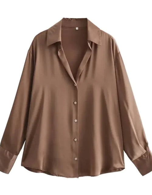 Load image into Gallery viewer, Silk Satin Long-sleeved Shirt
