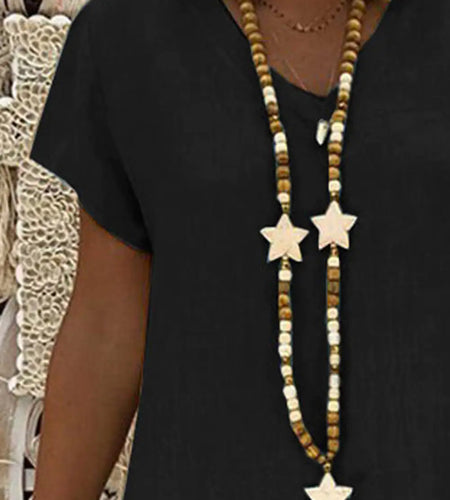 Black V-Neck Hollow-Out Midi Dress