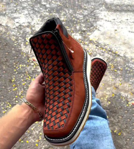 Retro Hand-Woven Cowboy Boots