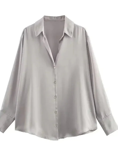 Load image into Gallery viewer, Silk Satin Long-sleeved Shirt
