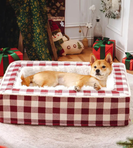 Classic Plaid Pet Bed (Removable & Washable)