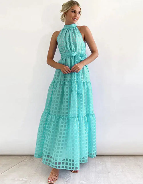 Load image into Gallery viewer, Women's Grid Hollow Long Dress
