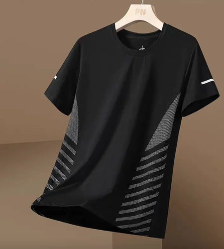 Men's Ice Silk Quick-Dry Round Neck T-Shirt - Lightweight & Breathable Short Sleeve