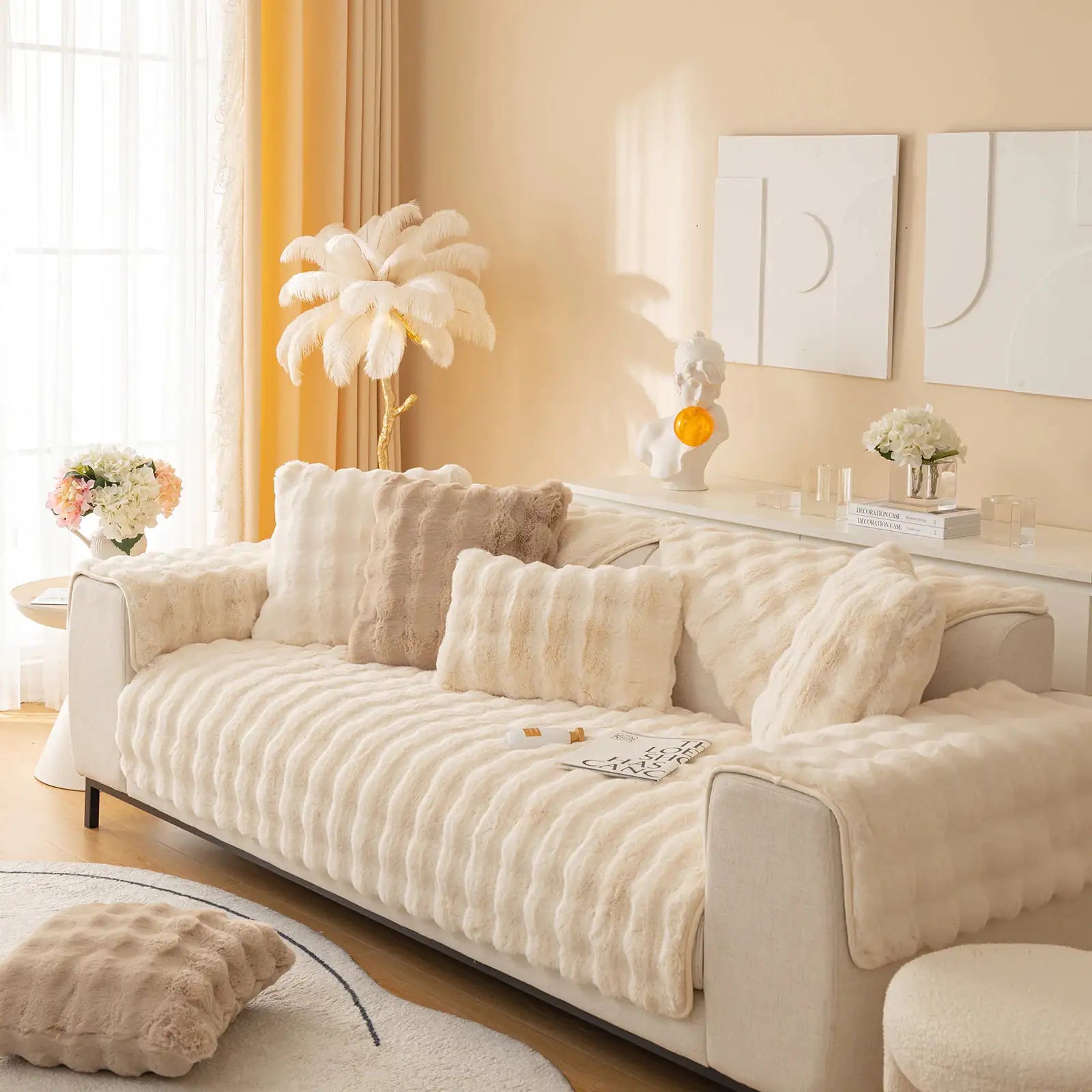 Super Soft Shaggy Non-Slip Plush Sofa Cover