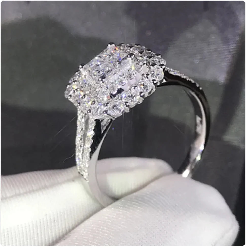 Princess-Cut Simulated Diamond Wedding Ring