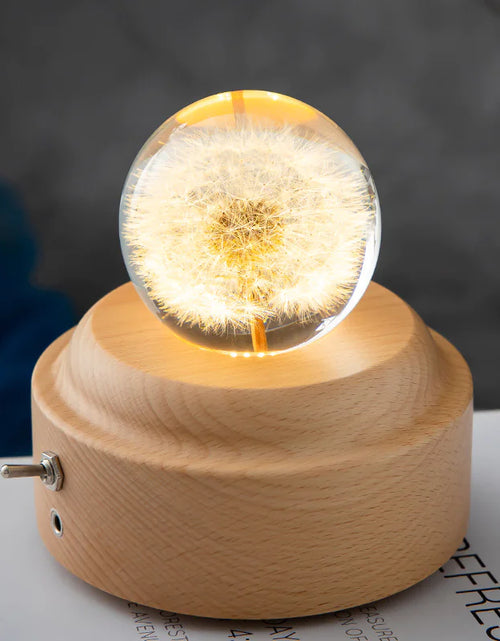 Load image into Gallery viewer, LED Flower Crystal Ball Night Light with Wooden Base
