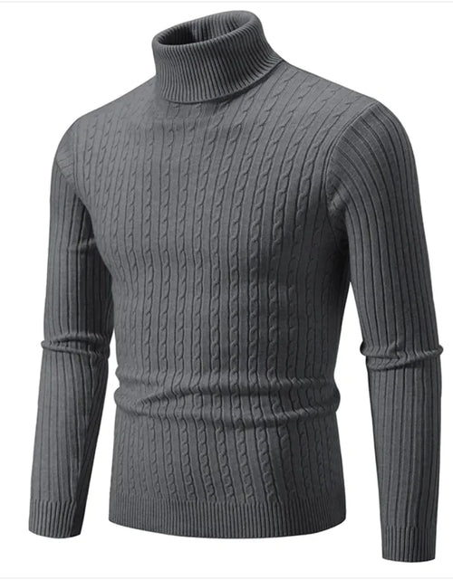 Load image into Gallery viewer, Men's Slim-Fit Knitted Turtleneck Sweater - Solid Color
