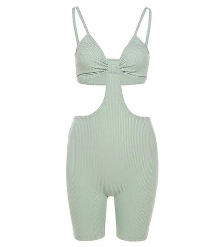 Hollow Out Spaghetti Strap Bodysuits