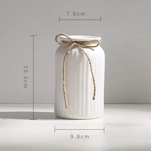 Load image into Gallery viewer, Modern Minimalist White Hemp Rope Ceramic Vase
