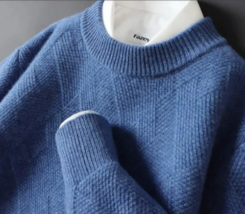 Load image into Gallery viewer, Men's Loose Thick Jacquard Round Neck Sweater
