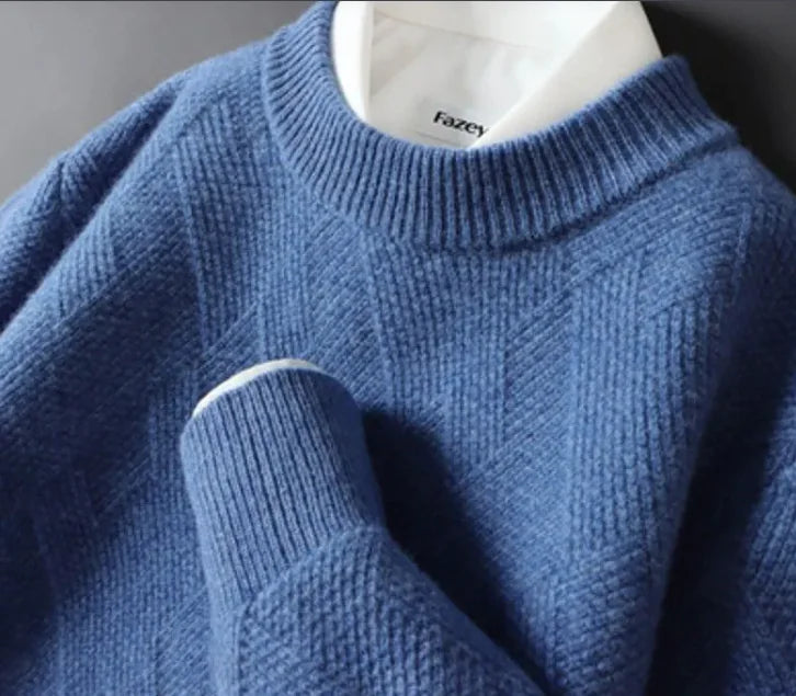 Men's Loose Thick Jacquard Round Neck Sweater