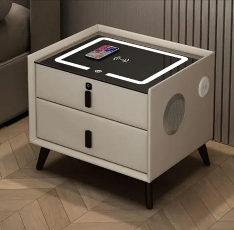 Load image into Gallery viewer, Smart Wood Bedside Table with Wireless Charging
