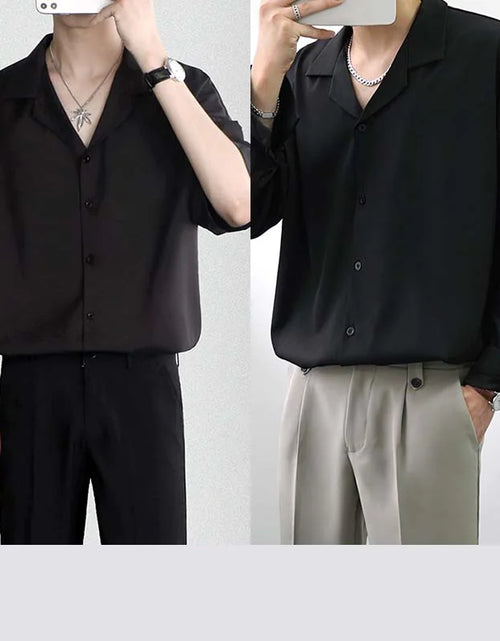 Load image into Gallery viewer, Men&#39;s Loose Casual Draped Ice Silk Shirt
