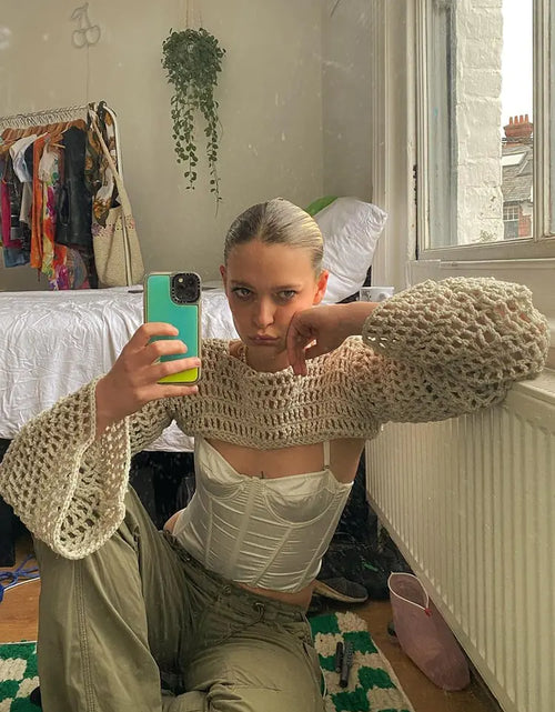 Load image into Gallery viewer, Rapcopter Y2K Knitted Crop Top Hollow
