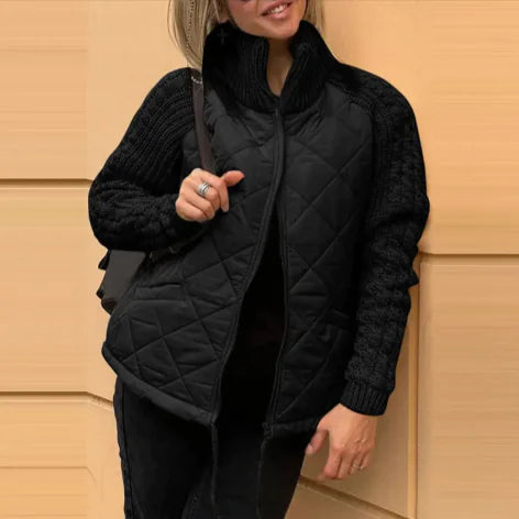 Load image into Gallery viewer, Stand Collar Cotton Jacket with Pockets – Women’s Winter Zip-Up Coat
