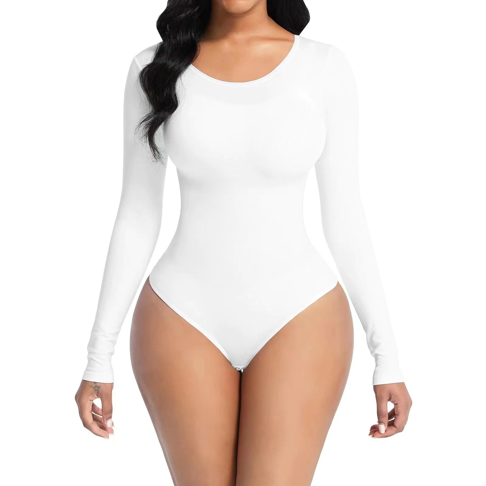 Long-Sleeved Seamless Bodysuit Jumpsuit