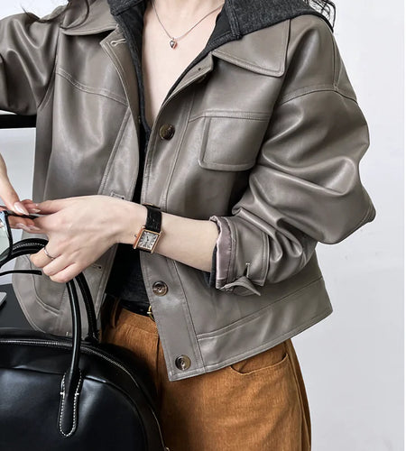 Women's Fall Lapel Short Motorcycle Jacket
