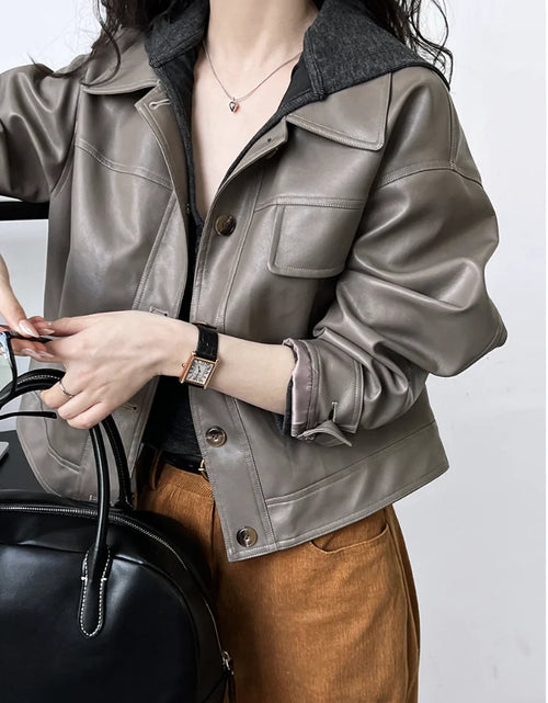 Load image into Gallery viewer, Women&#39;s Fall Lapel Short Motorcycle Jacket
