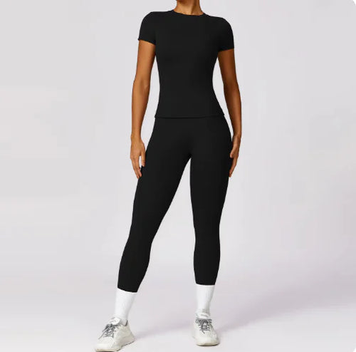 Load image into Gallery viewer, Quick-Dry Spring Short Sleeve Yoga Top – Activewear for Workouts
