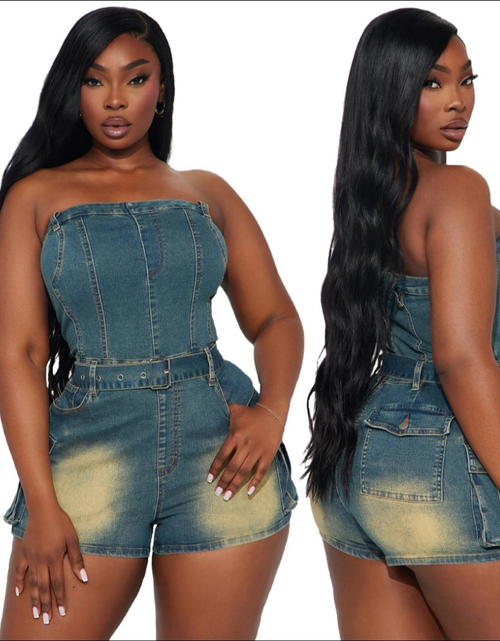 Load image into Gallery viewer, (Free Shipping)(Tariffs included in price) Retro Fashion Denim Bodycon Jumpsuit Women Sleeveless Backless Elasticity Washed Romper Female Overalls
