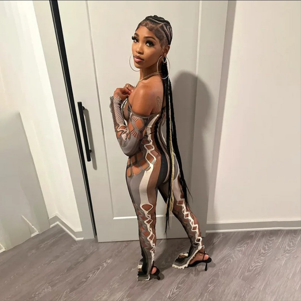 (Free Shipping)(Tariffs included in price) Sexy Hollowed Out Long Sleeve Jumpsuit Women's Romper Slim Off Shoulder Playsuit