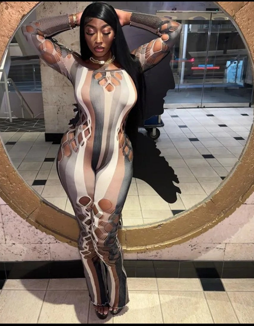 Load image into Gallery viewer, (Free Shipping)(Tariffs included in price) Sexy Hollowed Out Long Sleeve Jumpsuit Women's Romper Slim Off Shoulder Playsuit
