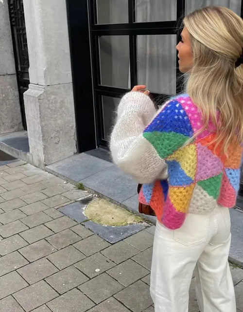 Load image into Gallery viewer, Colorful Hollow Knit Cardigan
