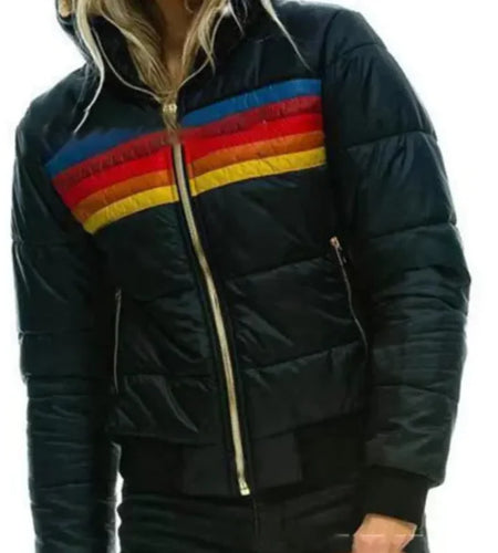 Women's Casual Hooded Printed Short Cotton Jacket