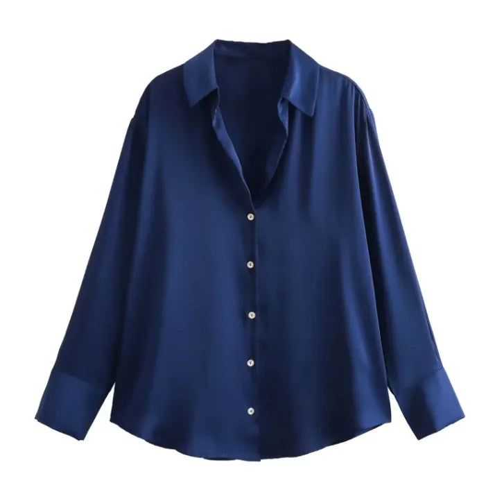 Silk Satin Long-sleeved Shirt