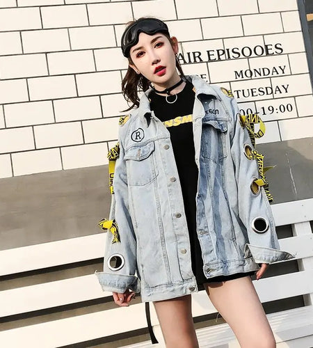 Personality Straps Hollow Out Jacket