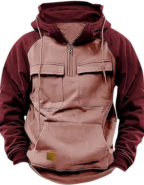 Load image into Gallery viewer, Fall Winter Hooded Young Men's Workwear Contrast Color Casual Sweater
