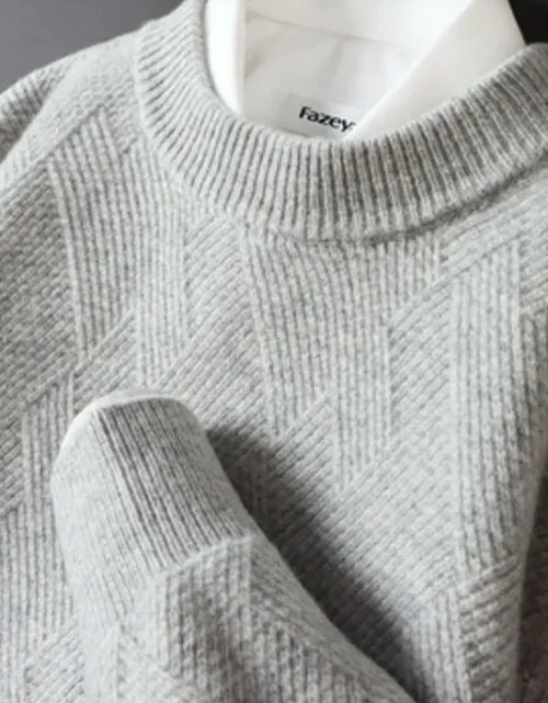 Load image into Gallery viewer, Men's Loose Thick Jacquard Round Neck Sweater
