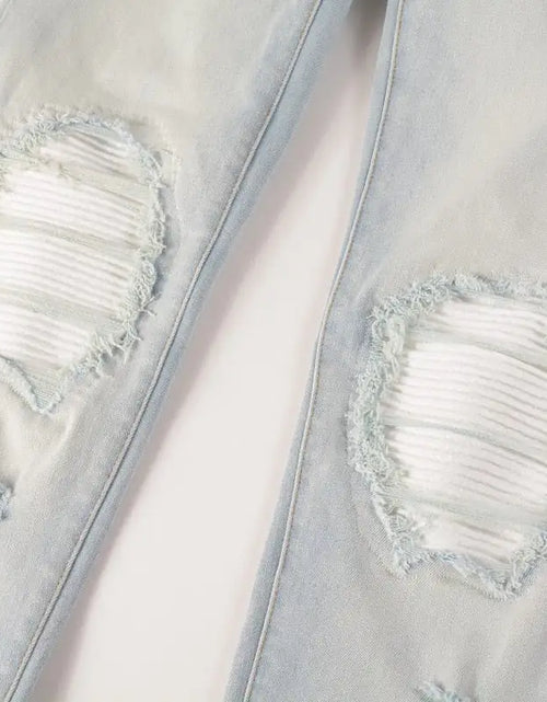 Load image into Gallery viewer, Retro Washed Stretch Skinny Fit Ripped Jeans
