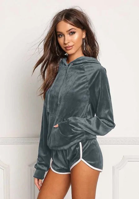 Load image into Gallery viewer, Solid Velvet Tracksuit Women
