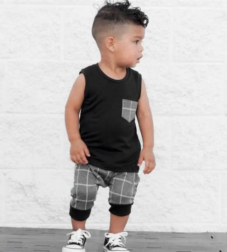 Toddler Boy Plaid Short Set