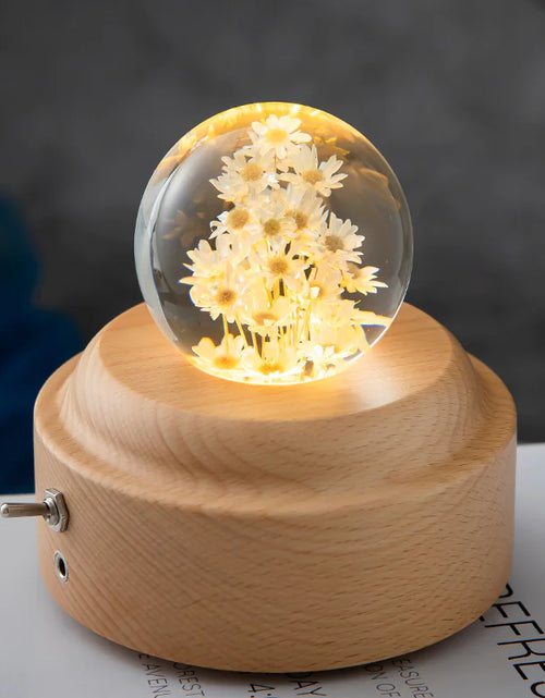 Load image into Gallery viewer, LED Flower Crystal Ball Night Light with Wooden Base
