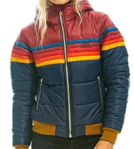 Women's Casual Hooded Printed Short Cotton Jacket