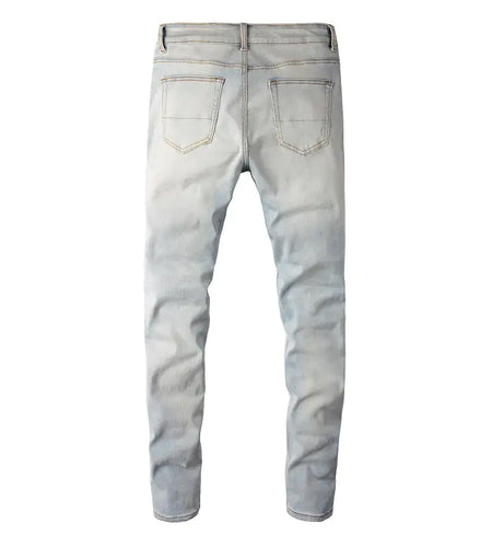 Retro Washed Stretch Skinny Fit Ripped Jeans