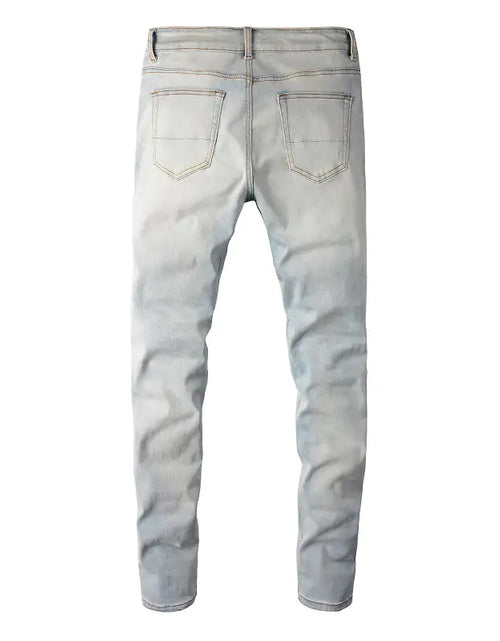 Load image into Gallery viewer, Retro Washed Stretch Skinny Fit Ripped Jeans
