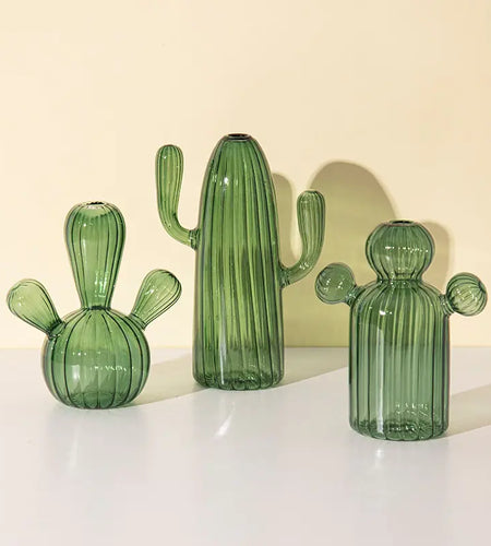 Modern Transparent Cactus Glass Vase for Room Decoration