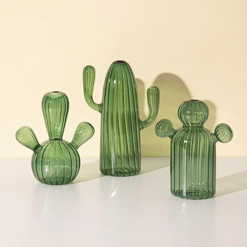 Modern Transparent Cactus Glass Vase for Room Decoration