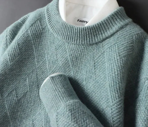 Load image into Gallery viewer, Men's Loose Thick Jacquard Round Neck Sweater
