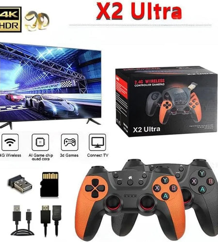 X2 Ultra Retro Game Stick 4K, Plug and Play Video Gaming Console with 128G memory card/40000+Games, HDMI Output for TV with 2.4G Wireless Controller, Retro Arcade Emulators for Kids Adults